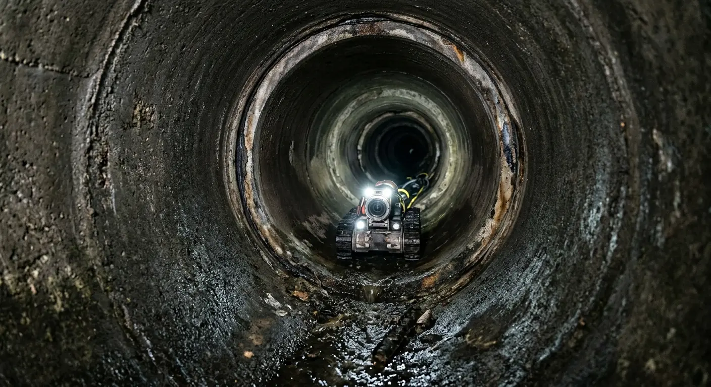 Robotic sewer camera inspecting pipe interior for Drain Snake Service in Sumpter
